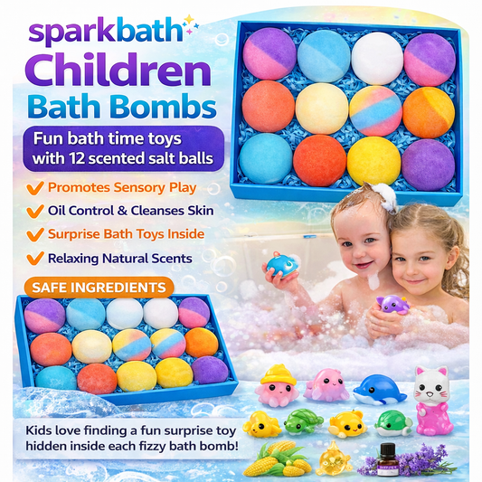 SparkBath Bath Bomb Toy Balls for Kids | Surprise Color Fizz | Perfect Gift Box Set