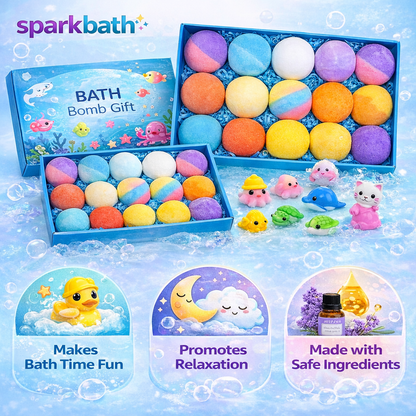 SparkBath Bath Bomb Toy Balls for Kids | Surprise Color Fizz | Perfect Gift Box Set