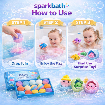 SparkBath Bath Bomb Toy Balls for Kids | Surprise Color Fizz | Perfect Gift Box Set